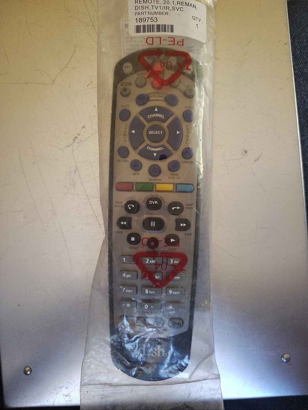 Dish Network 21.1 IR/UHF PRO TV SAT Remote Control 189753 Reman Sealed W/ Codes